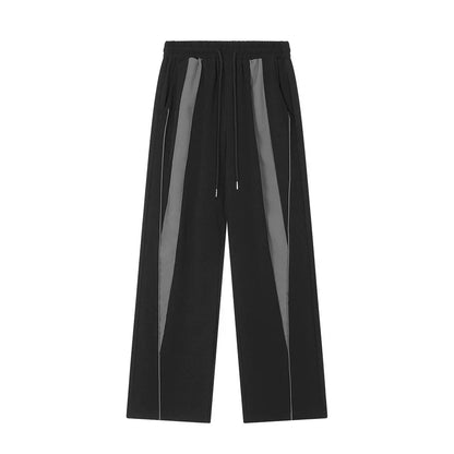 Men Sweatpants Stitching Exercise Casual Pants Men's Loose Straight Wide Leg Pants