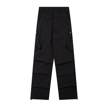 Men Sweatpants Mechanical Style Pleated Workwear Casual Pants Baggy Pants Straight-Leg Trousers