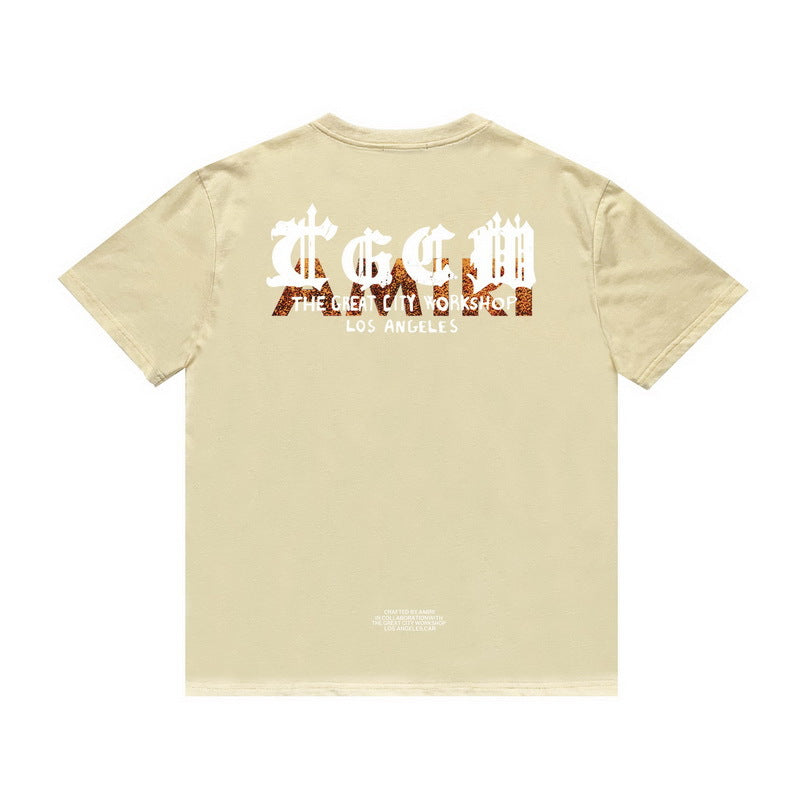 Amiri T Shirt Letter Print Casual Hip Hop round Neck Short Sleeve T-shirt