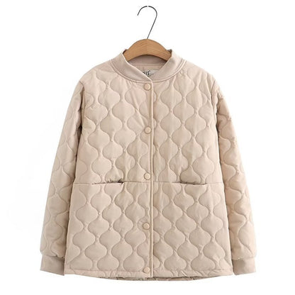 Women Cotton Coat Diamond Plaid Casual Jacket