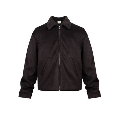 MIJKO Men Jacket Splicing Design Neutral Woolen Unisex Short Jacket