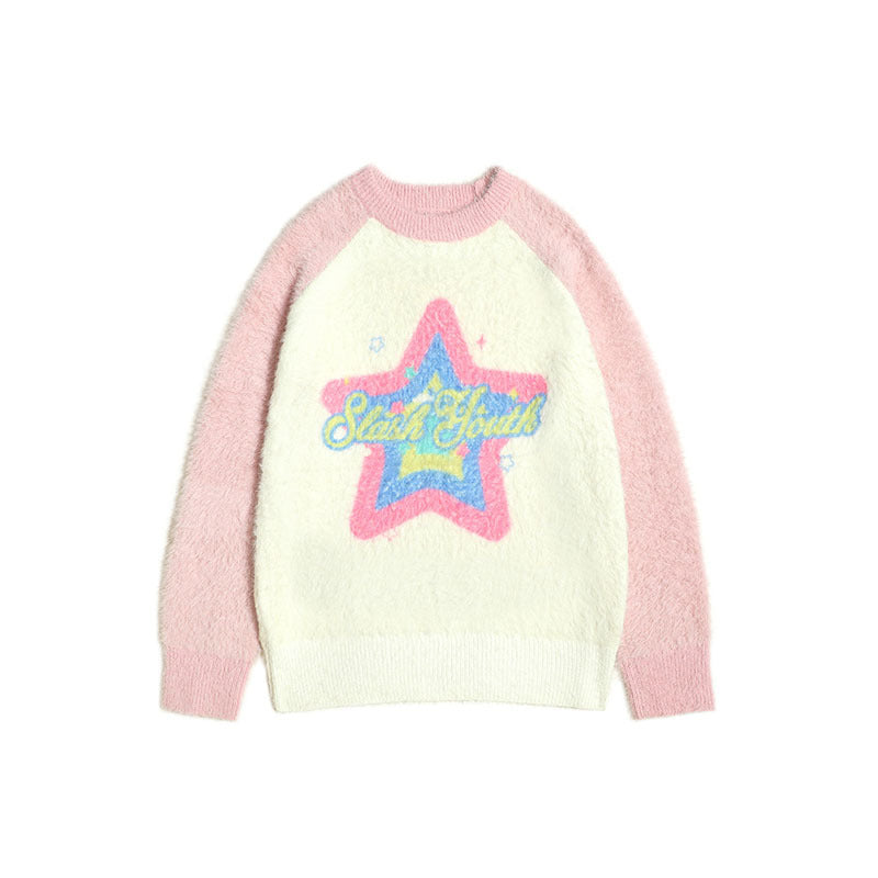 Women Sweater Animal Color Matching Sweater Retro Loose All-Match