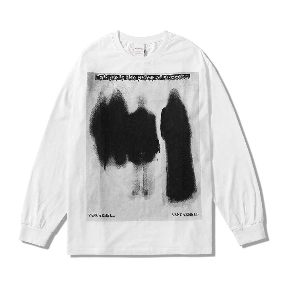 Men Long Sleeve T-Shirt Dark Series Abstract Printing Loose