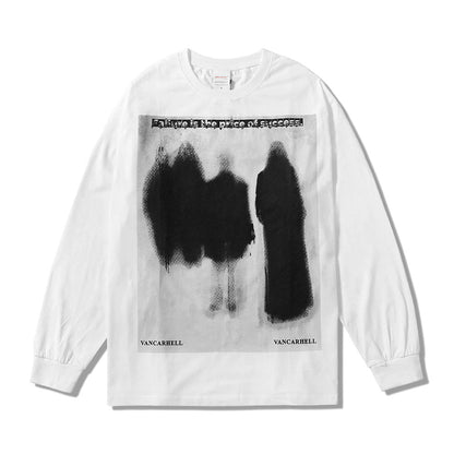 Men Long Sleeve T-Shirt Dark Series Abstract Printing Loose