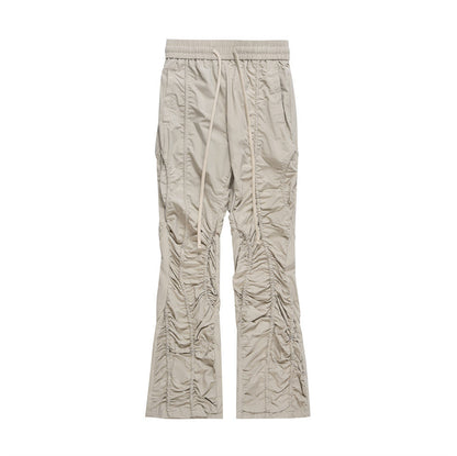 Men Sweatpants Pleated Slightly Flared Casual Pants Loose-Fitting Wide-Leg Trousers