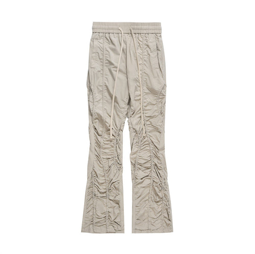 Men Sweatpants Pleated Slightly Flared Casual Pants Loose-Fitting Wide-Leg Trousers