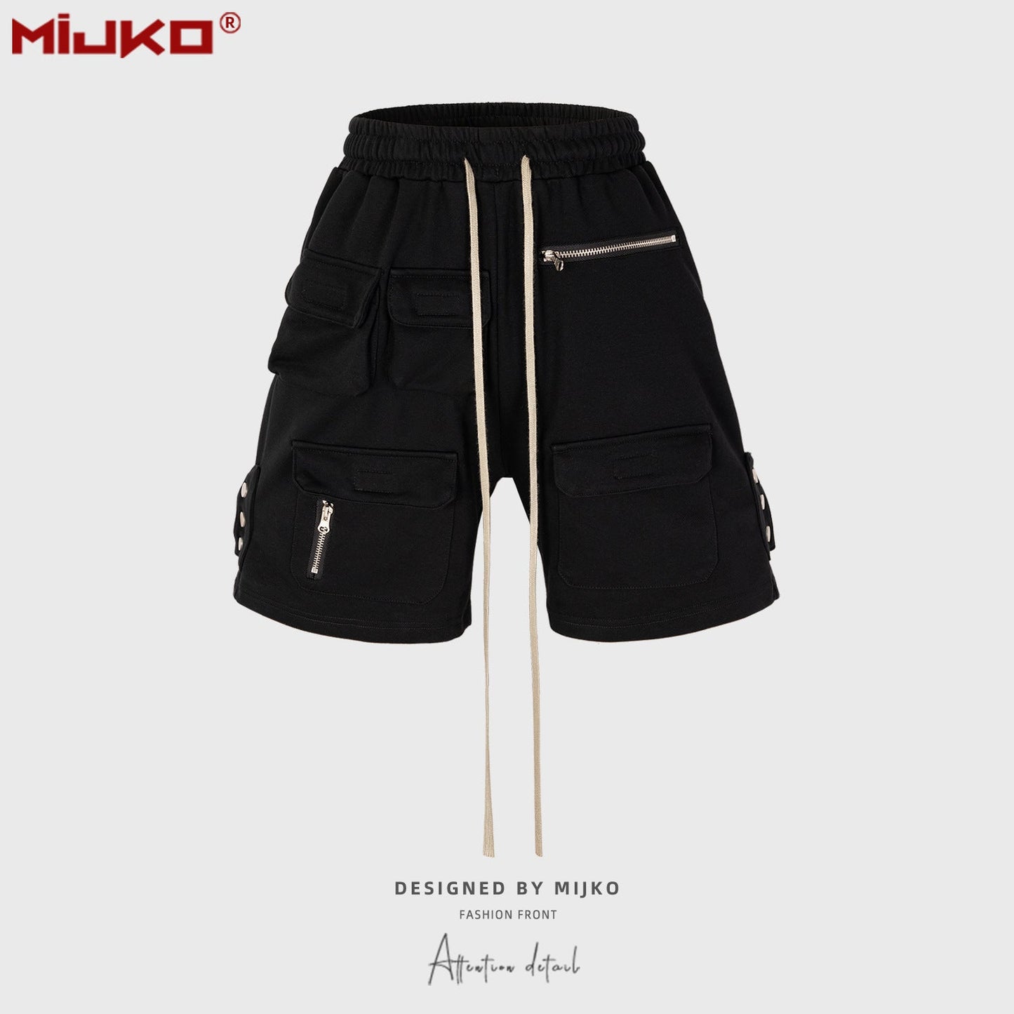 MIJKO Mens Shorts Zip-breasted Casual Unisex Shorts