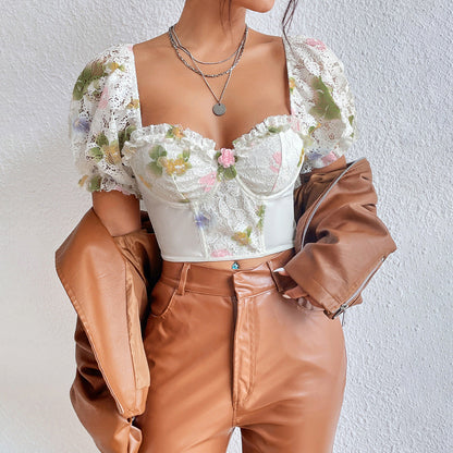 Women Party Tops Sexy Backless Puff Sleeve T-shirt Top