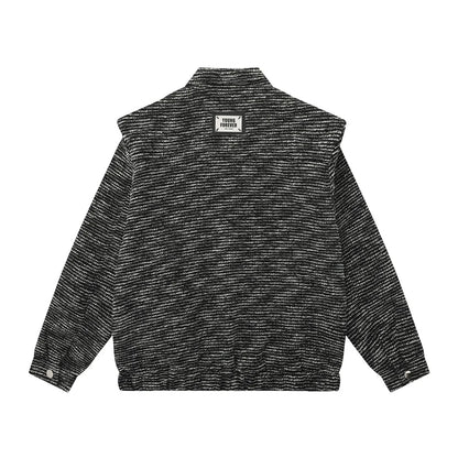 Men Jacket Coat Vintage Weave Padded Shoulder Coat Loose Lapels Jacket Autumn and Winter