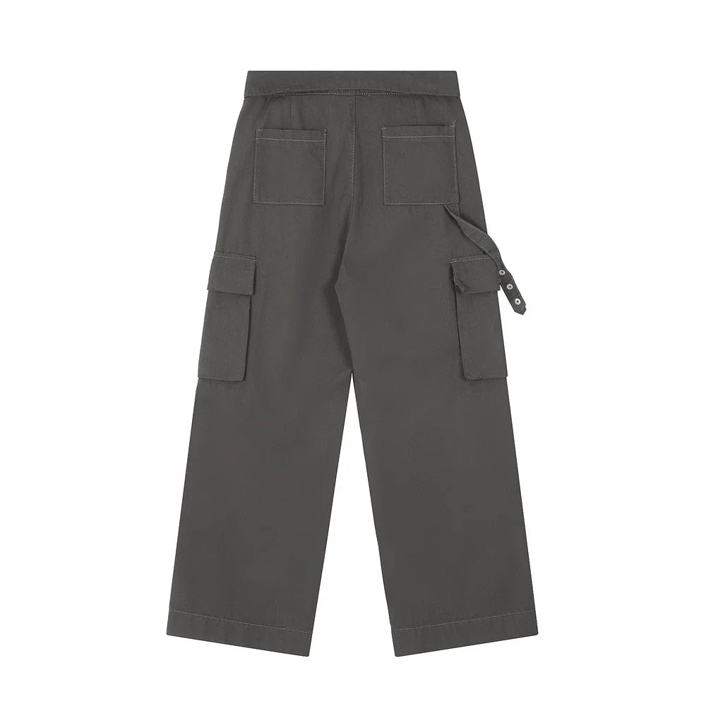 Men Sweatpants Casual Pants Men's Multi-Pocket Loose Straight-Leg Wide-Leg Pants