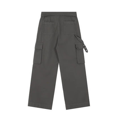 Men Sweatpants Casual Pants Men's Multi-Pocket Loose Straight-Leg Wide-Leg Pants