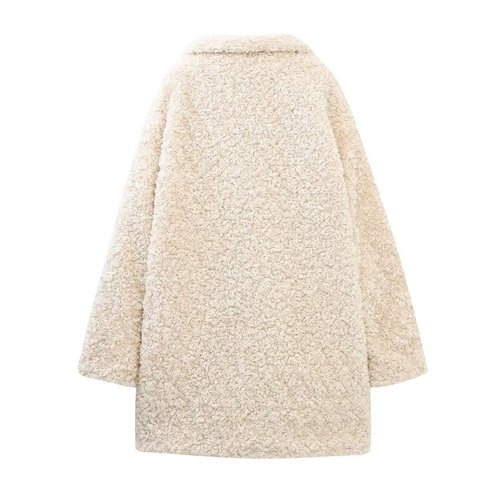 Women Cotton Coat Imitation Lamb Wool Loose plus Size