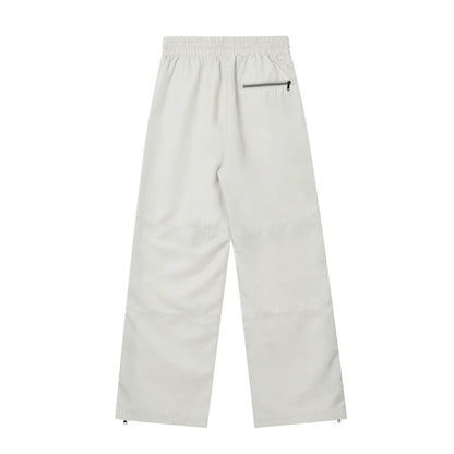 Men Sweatpants Exercise Casual Pants Side Stitching Zipper Slit Elastic-Waist Straight-Leg Pants