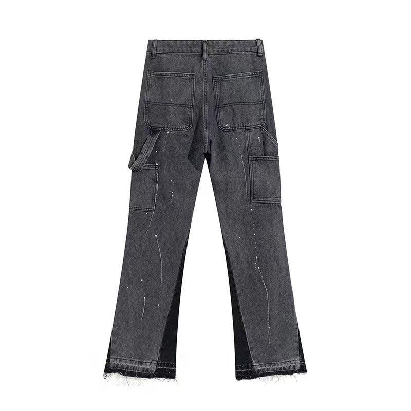 Gallery Dept Flared Trousers Splash-Ink Flared Jeans for Men and Women Loose Straight Trousers