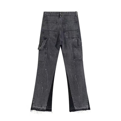 Gallery Dept Flared Trousers Splash-Ink Flared Jeans for Men and Women Loose Straight Trousers