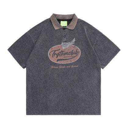Men T-shirt Retro Alphabet Short Sleeve T-shirt for Men and Women