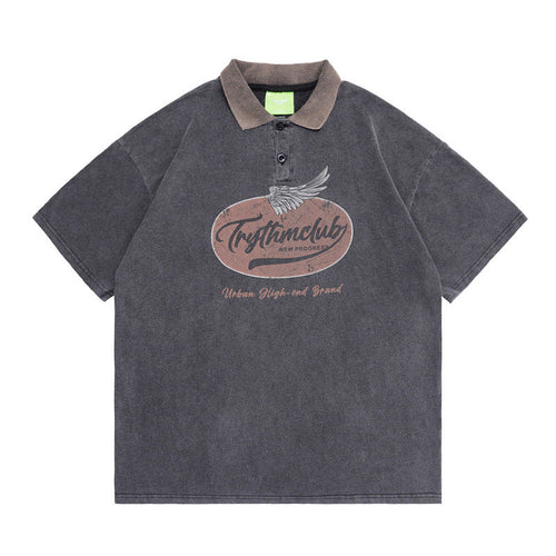 Men T-shirt Retro Alphabet Short Sleeve T-shirt for Men and Women