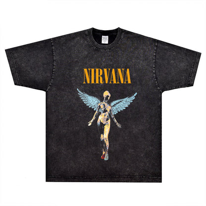 Rock Star T Shirt Nirvana in Utero Nirvana Band T-shirt Rock Retro High Street Male Vintage Short Sleeve