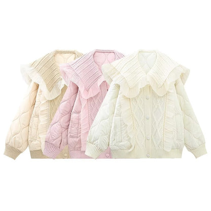 Women Cotton Coat Loose Slim Patchwork Coat Princess