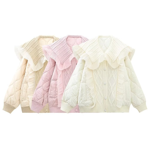 Women Cotton Coat Loose Slim Patchwork Coat Princess