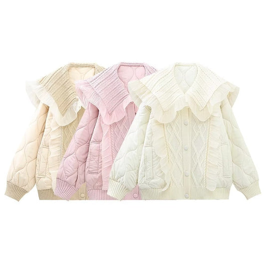 Women Cotton Coat Loose Slim Patchwork Coat Princess
