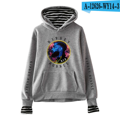 Nipsey Hussle Hoodie Rap Singer Trend False Two-Piece Sweaters