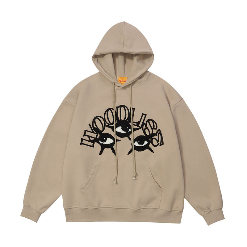Men Hoodie Flocking Embroidered Couple Hooded Sweater Men's and Women's Dopamine Hip Hop Hooded Top