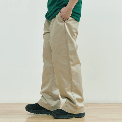 Men Sweatpants Simple Solid Color Straight Cargo Pants Loose Wide Leg Casual Trousers
