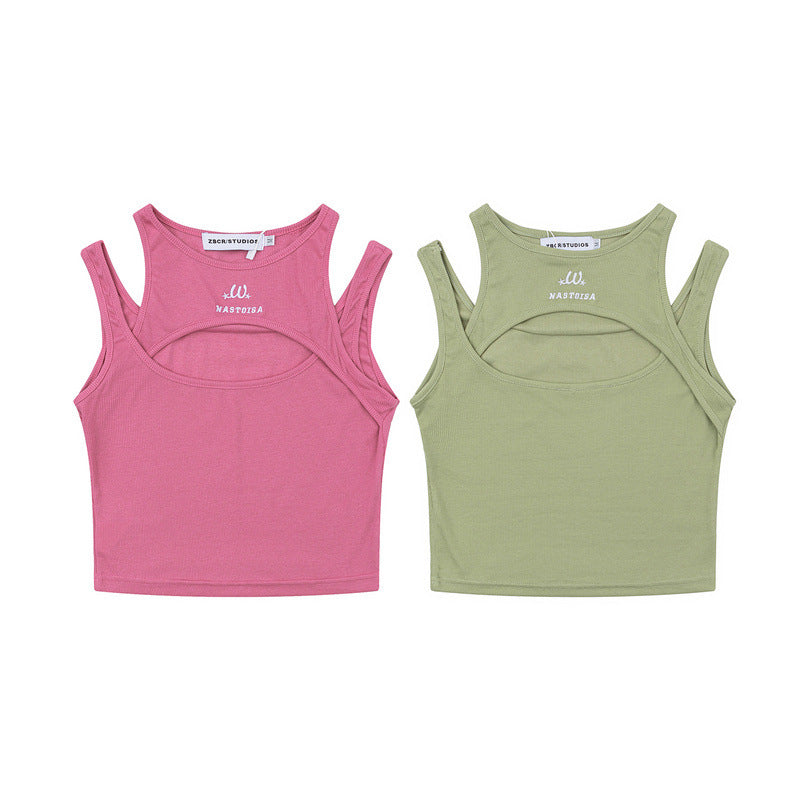 Women Vest Ty2g Vintage Slim-Fitting Suspenders Vest