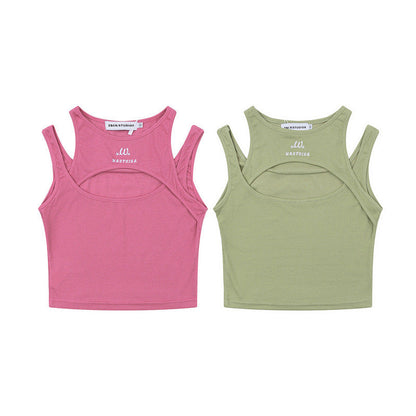 Women Vest Ty2g Vintage Slim-Fitting Suspenders Vest