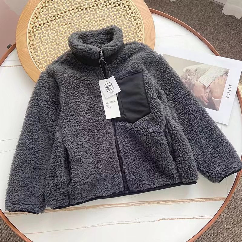 Women Cotton Coat Windproof Faux Cashmere Cardigan Coat for Children