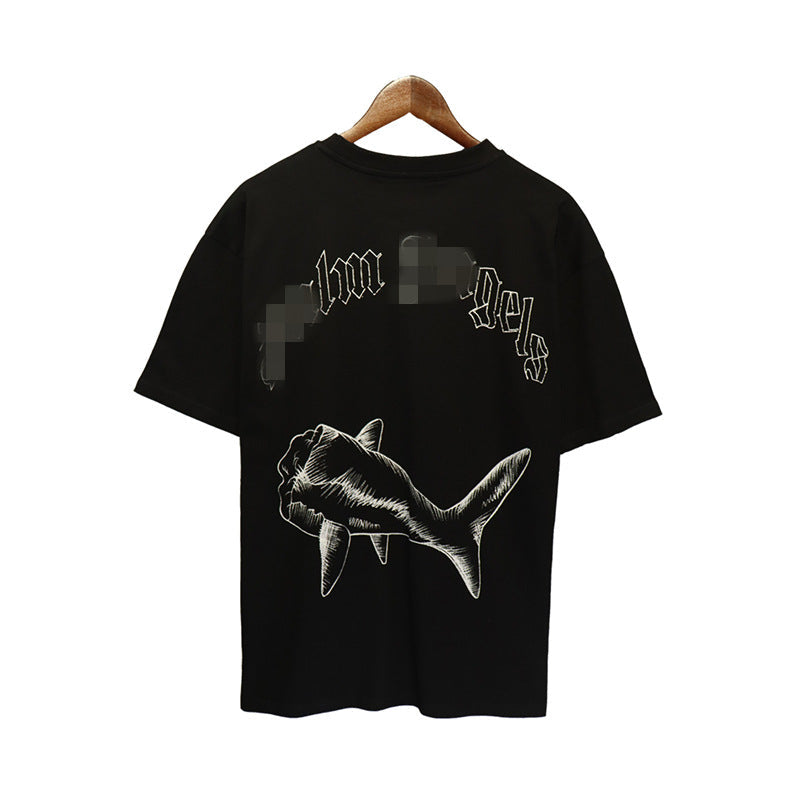 Palm Angle T Shirts Sketch Breaking Shark Print