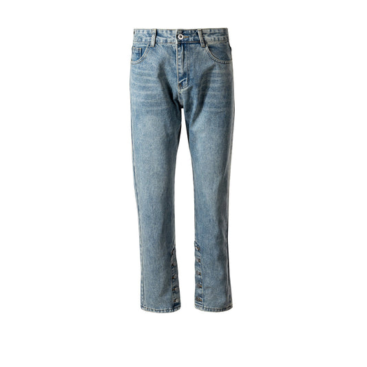 MIJKO Men's Vintage Pants MIJKO Men's Women's Autumn and Winter Washing Water Old Wide-footed Trousers Straight Jeans