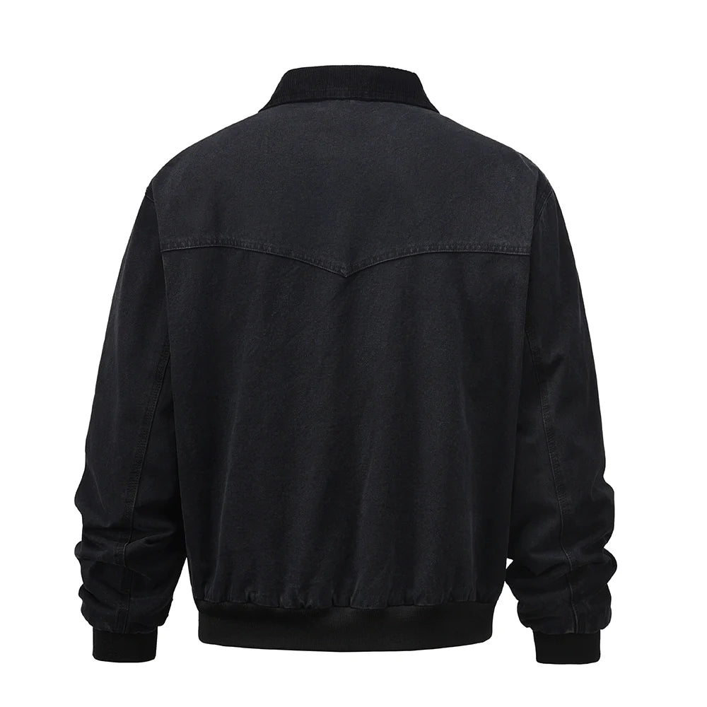 Men Jacket Coat Winter Jacket Men Loose Washed-out Distressed Warm-Keeping Cotton Clothing