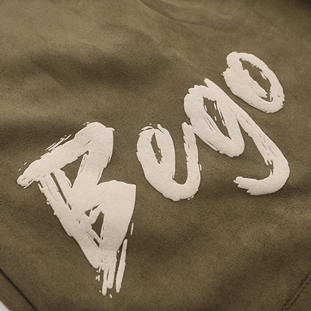 Men Shorts Suede Casual Loose Sports