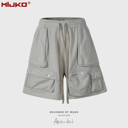 MIJKO Men Shorts Casual multi-pocket neutral shorts