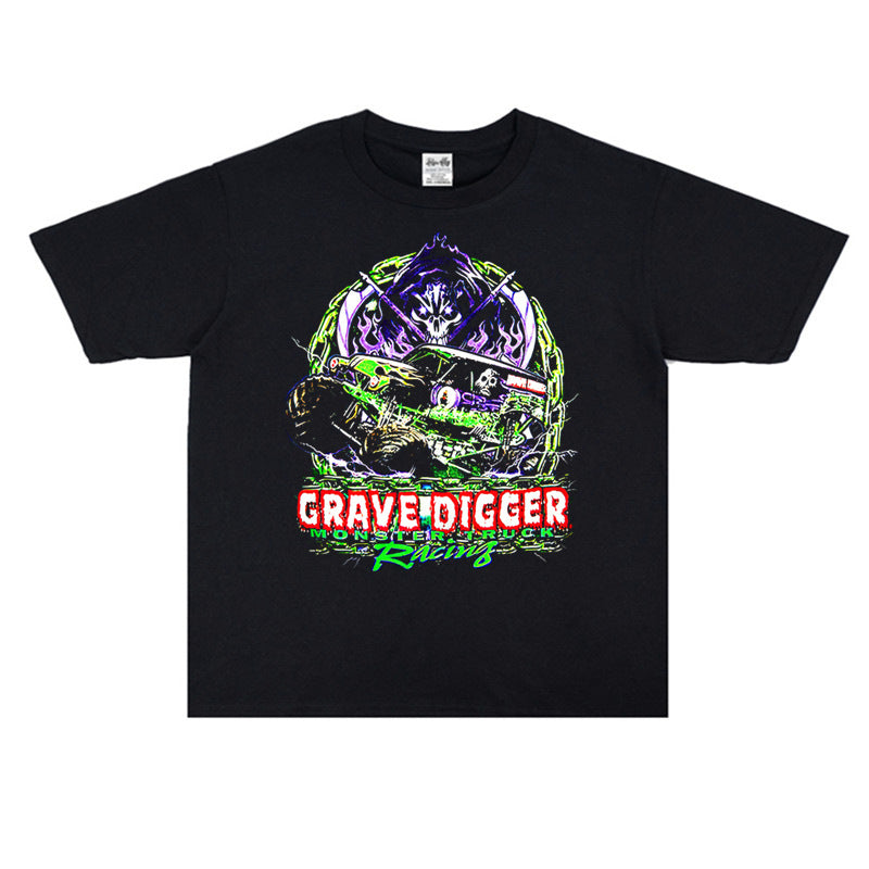 Rock Star T Shirt Gravedigger Band Printed T-shirt Washed Old