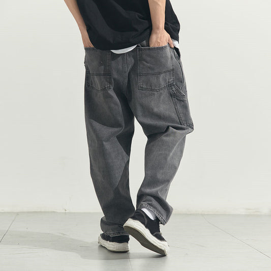 Men Jeans Distressed Worn Jeans Hip Hop Loose Casual