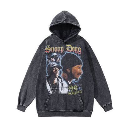 Men Hoodie Retro Hip Hop Rap Portrait Oversize Hooded Sweater