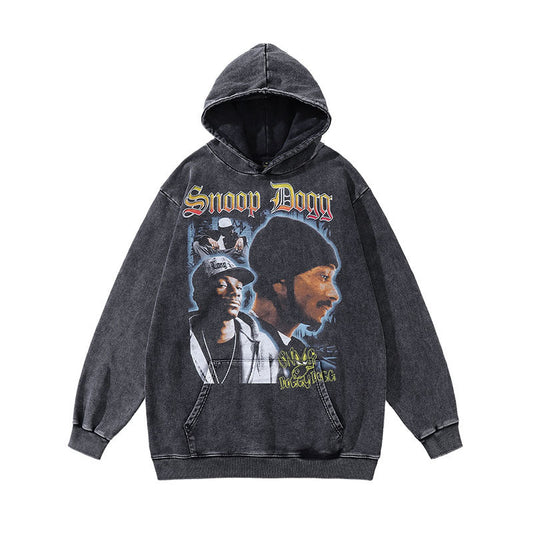 Men Hoodie Retro Hip Hop Rap Portrait Oversize Hooded Sweater