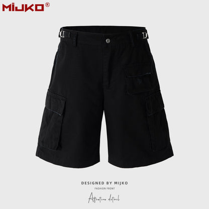 MIJKO Mens Shorts Casual Shorts Frayed Shorts