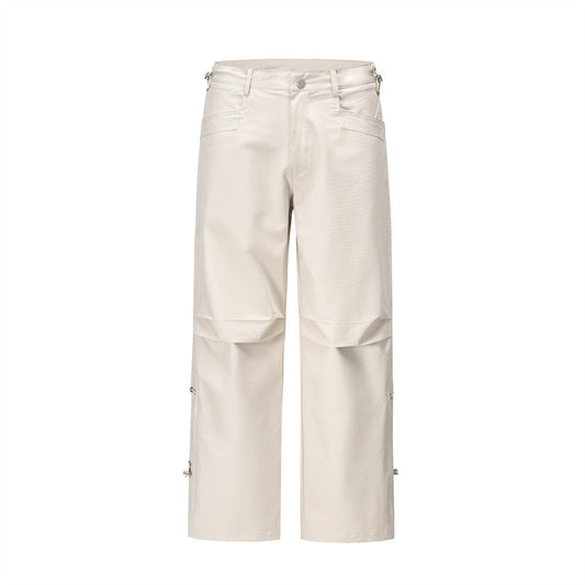 Men Sweatpants Workwear Casual Pants Men's Wide Leg Trousers Solid Color Sports Straight Pants