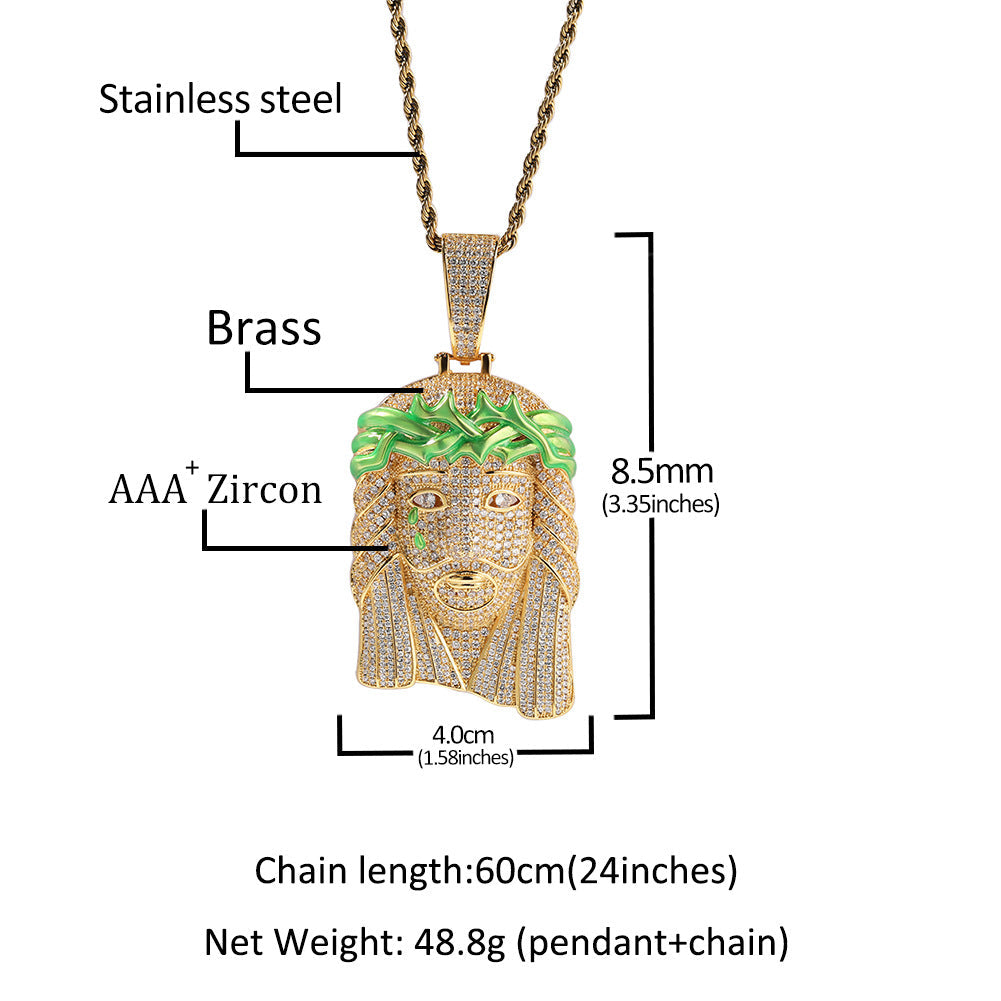 Jewelry hiphop luminous pendant copper inlaid zircon Far East Crosses Egypt Pieces