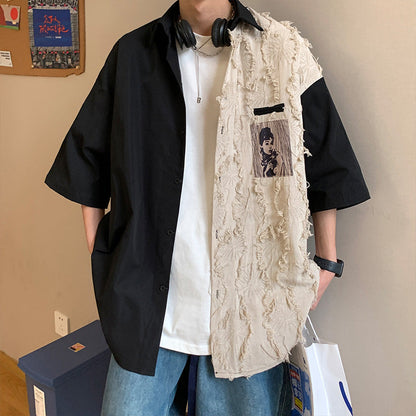 Men Shirts Stitching Summer Fashionable Jacket