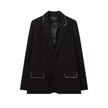 Women Jackets Retro Minority Design Jacquard Suit Jacket Loose