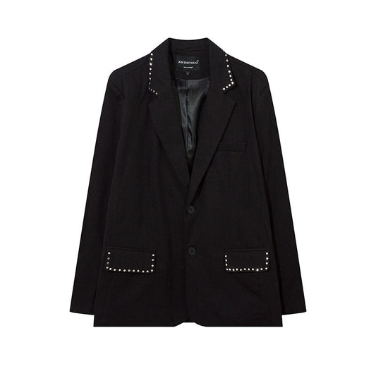 Women Jackets Retro Minority Design Jacquard Suit Jacket Loose