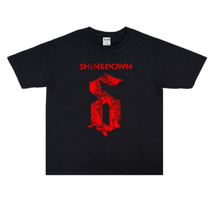 Rock Star T Shirt Falling Band Printed T-shirt Washed Distressed Short Sleeve Loose Cotton Men and Women