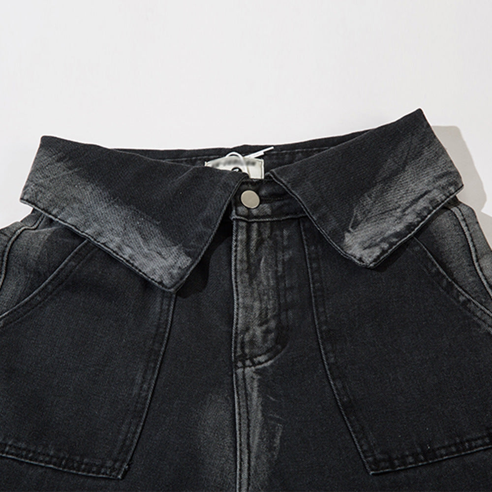 Women Pants High Waist Flanging Straight Jeans