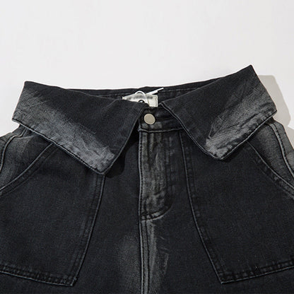 Women Pants High Waist Flanging Straight Jeans