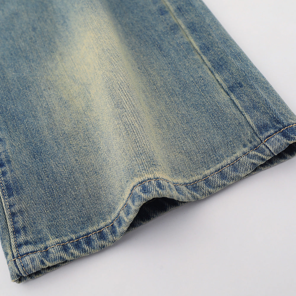 Women Pants Ripped Jeans Summer Washed Straight Loose Wide Leg Pants